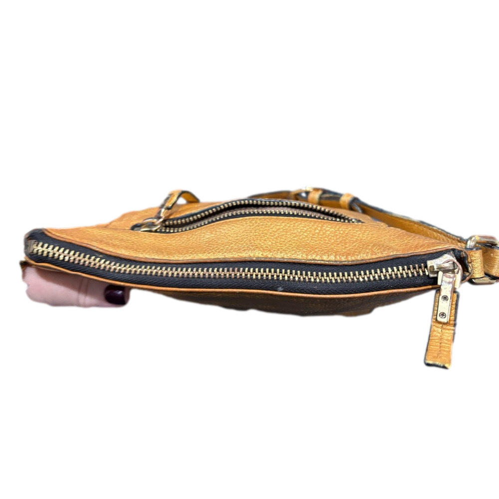 Vince Camuto Hand Painted Leather Crossbody Bag | Gold Floral Artisan Purse - Picture 14 of 14